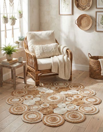 3' 3 x 3' 3 Handmade Braided Jute Round Rug