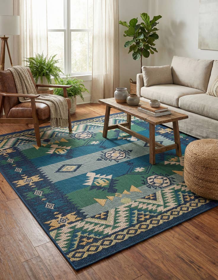 Detail image of  7' 10 x 7' 10  Washable Baja Indoor / Outdoor Square Rug