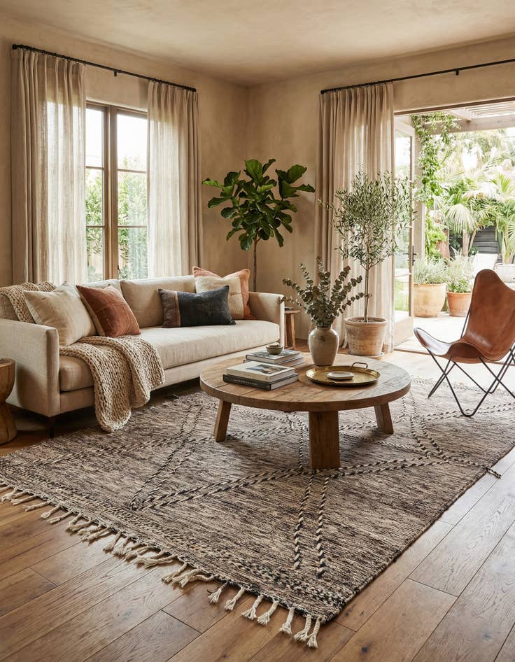 Detail image of 6' 7 x 10'  Hand Knotted Moroccan Wool Rug