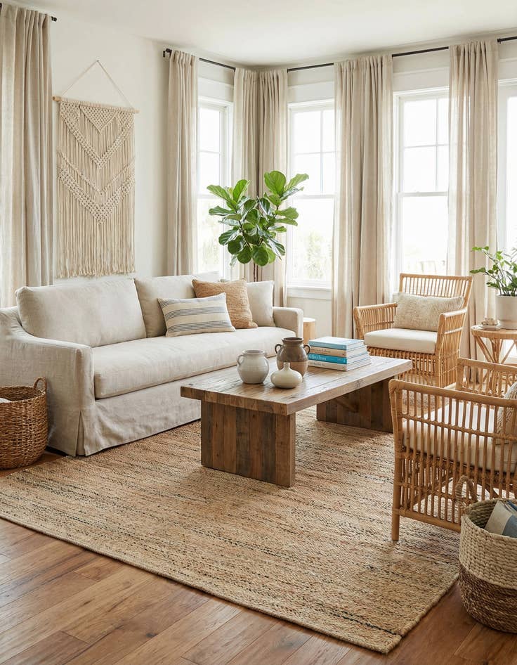 Detail image of 6' 1 x 9'  Hand Woven Palm Beach Jute Rug