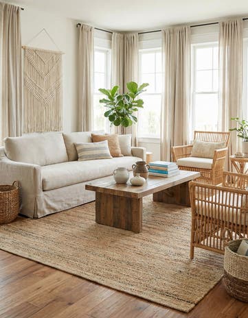 6' 1 x 9' Hand Woven Palm Beach Jute Rug