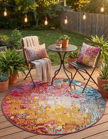 4' x 4' Easy-Clean Modern Indoor / Outdoor Round Rug