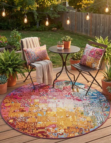 4' x 4' Easy-Clean Modern Indoor / Outdoor Round Rug