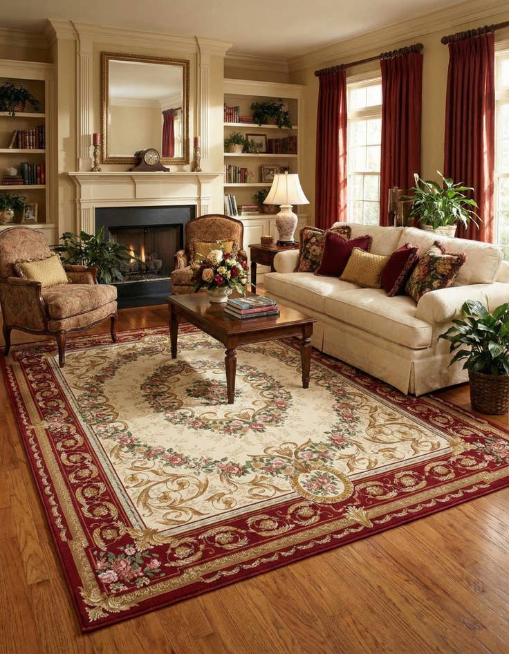 Detail image of 9' x 12' Easy-Clean Traditional Indoor / Outdoor Rug
