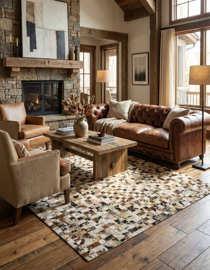 Detail image of 5' 1 x 8' Cowhide - Patchwork Rug