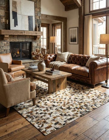 5' 1 x 8' Cowhide - Patchwork Rug