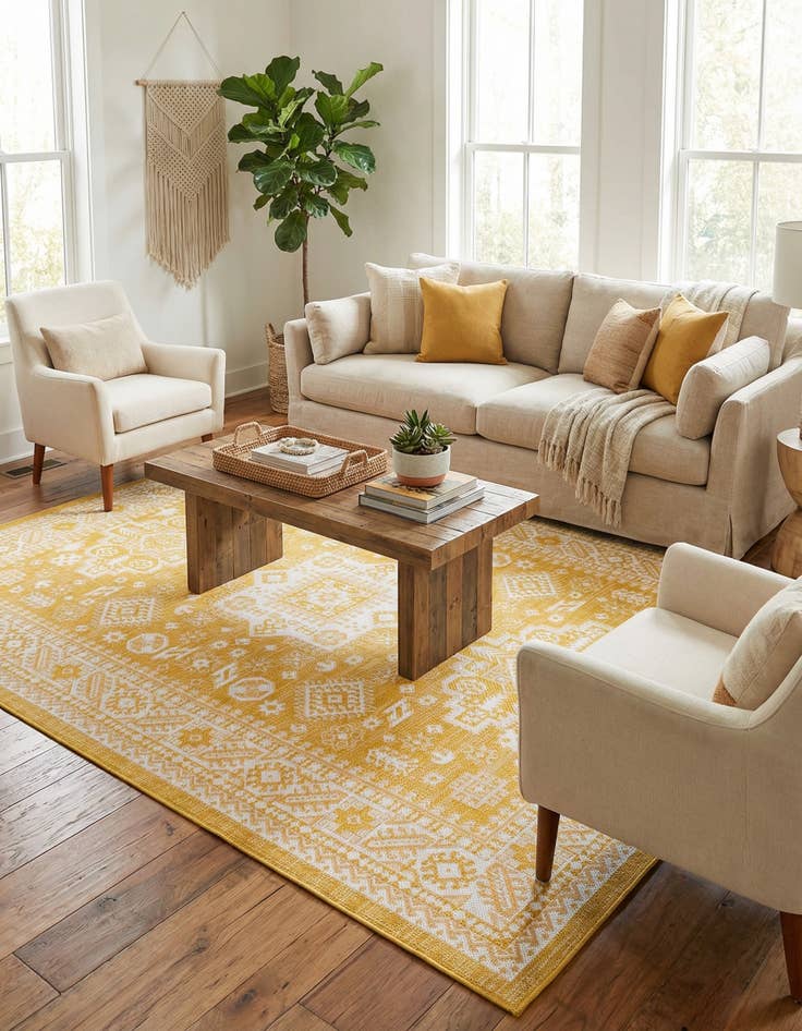 Detail image of 7' x 10'  Washable Aztec Indoor / Outdoor Rug