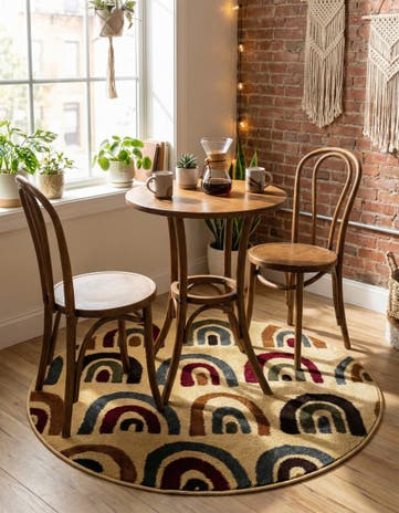 Cream Cafe Round Rug