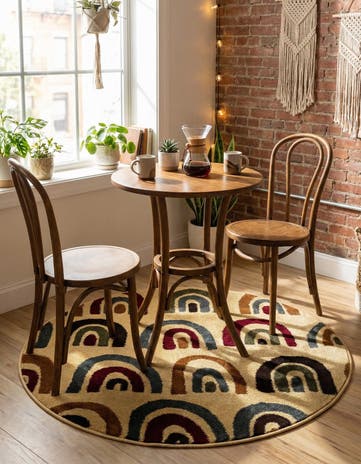 Cream Cafe Round Rug