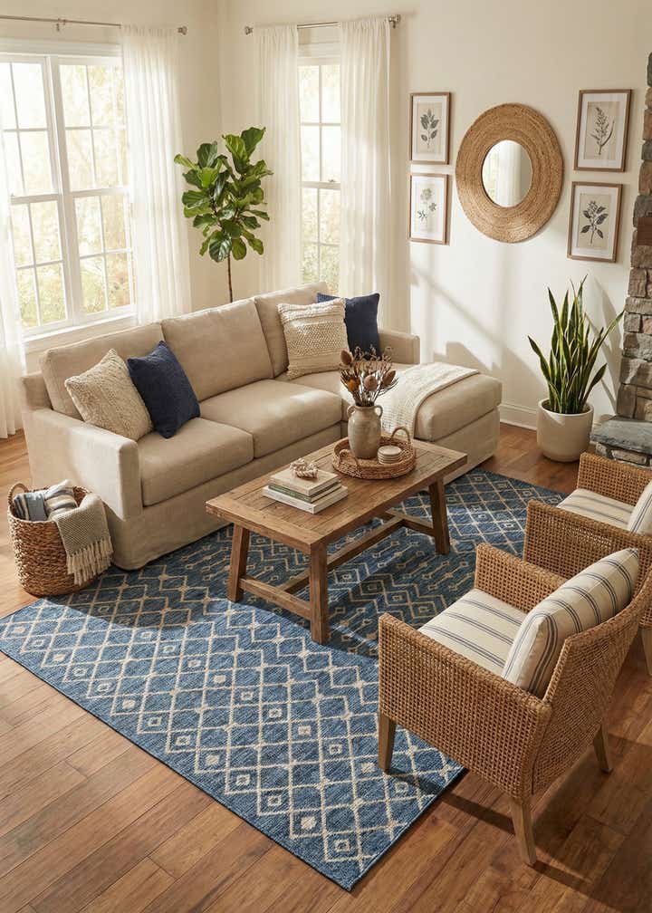 9' x 12' Easy-Clean Lattice Indoor / Outdoor Rug