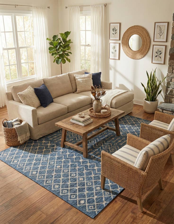 Detail image of 9' x 12'  Washable Trellis Indoor / Outdoor Rug