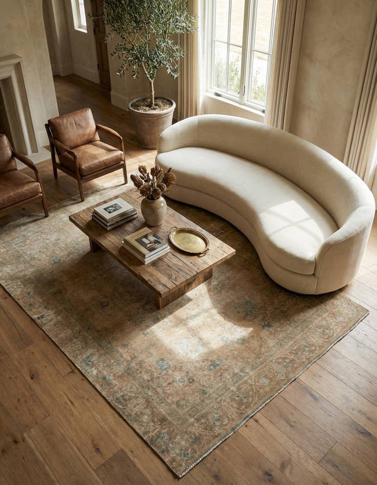 Detail image of 6' 1 x 9' 3  Hand Knotted Ultra Vintage Persian Wool Rug