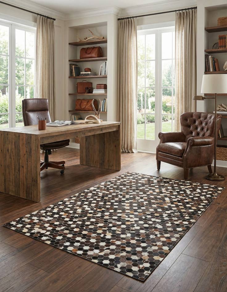 Detail image of  5' 2 x 8' Cowhide Leather Rug