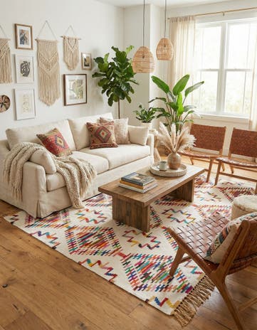 8' x 11' Hand Woven Chindi Trellis Rug
