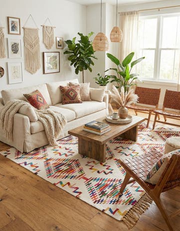 8' x 11' Hand Woven Chindi Trellis Rug