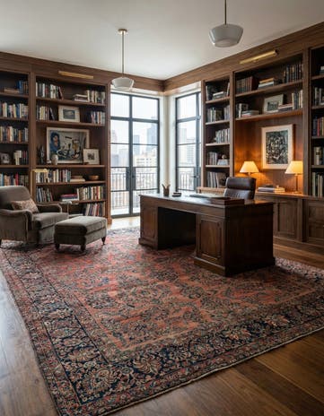 8' 8 x 11' 6 Hand Knotted Sarough Persian Wool Rug