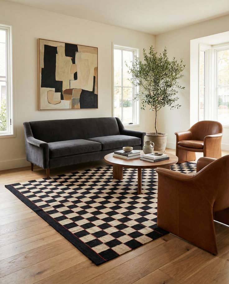 Detail image of 4' 9 x 6' 5 Hand Woven Kilim Modern Wool Rug