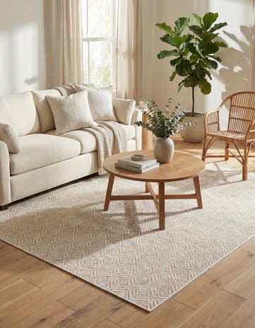 Taupe Easy-Clean Lattice Indoor / Outdoor Rug