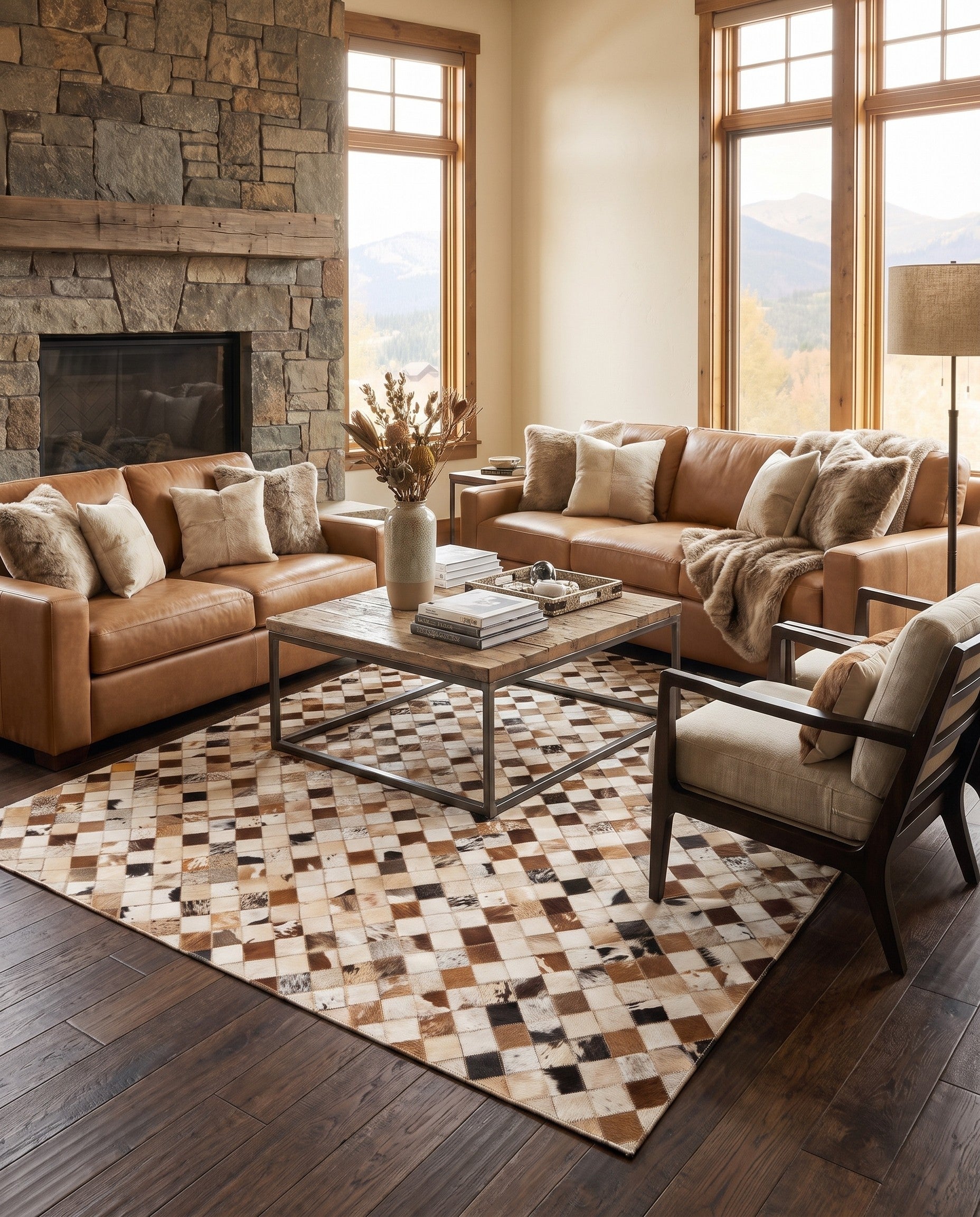 5' x 8' Cowhide Leather Rug