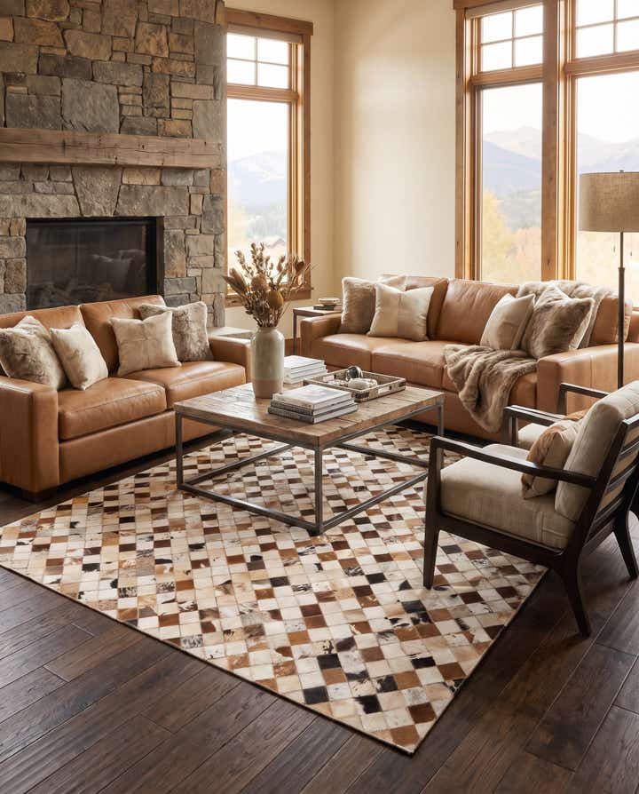 5' x 8' Cowhide Leather Rug