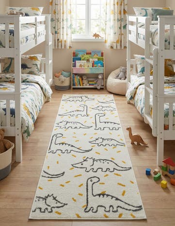 Ivory Dinosaur Whimsy Kids Runner Rug