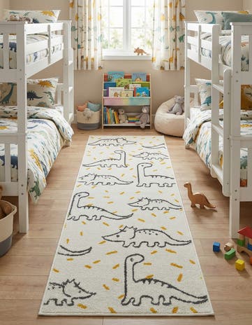 Ivory Dinosaur Whimsy Kids Runner Rug