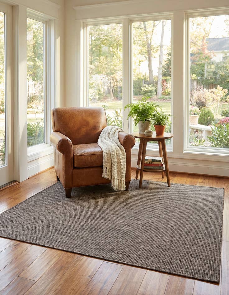 Detail image of 6' x 6'  Washable Solid Indoor / Outdoor Square Rug
