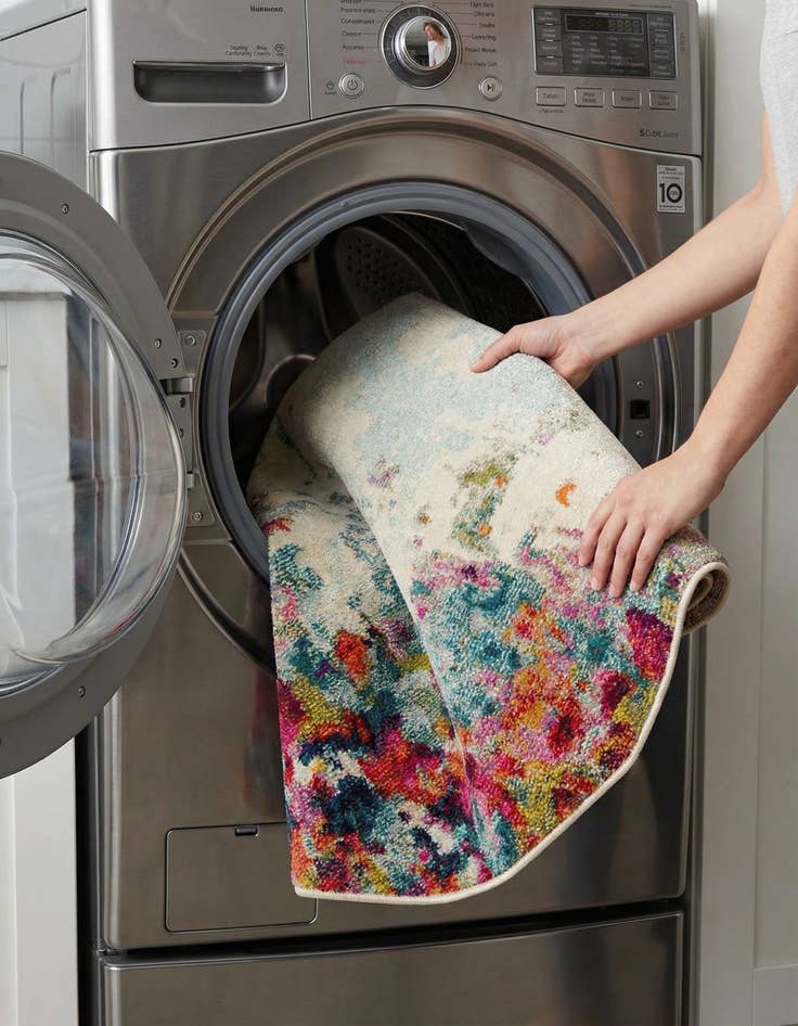 Detail image of 5' x 5'  Washable Spectrum Octagon Rug