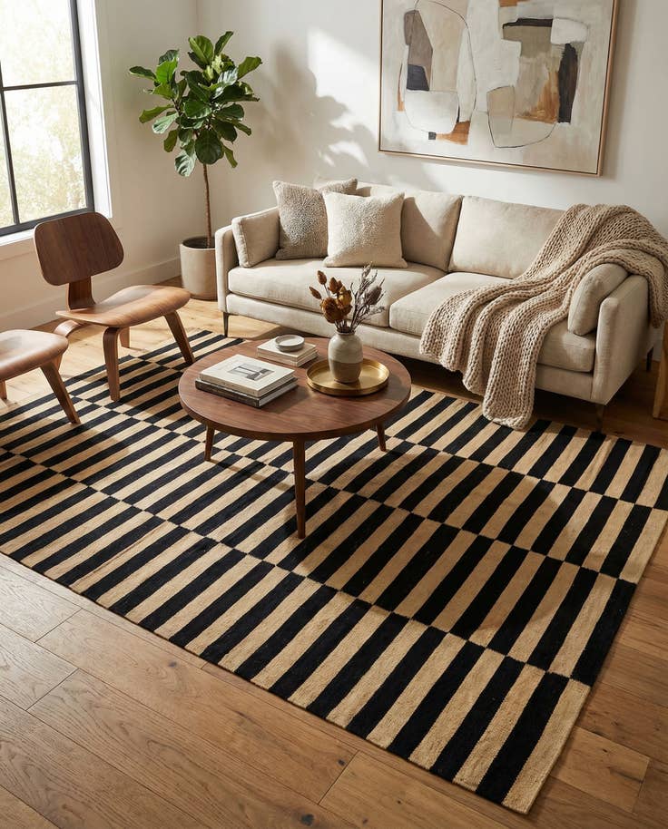 Detail image of 5' 9 x 7' 9 Hand Woven Kilim Modern Wool Rug