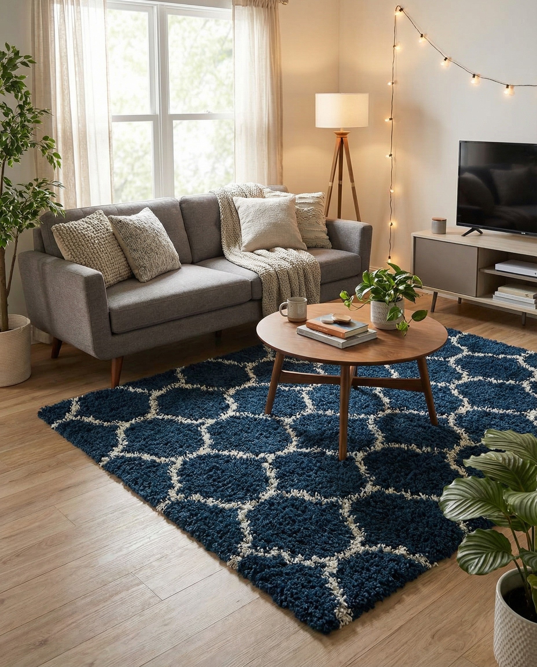  5' 3 x 5' 3 Lattice Shag Square Rug