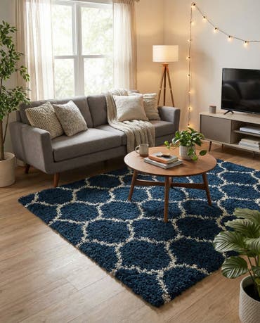  5' 3 x 5' 3 Lattice Shag Square Rug