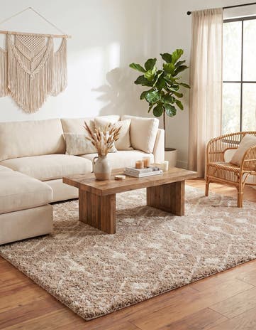 7' 10 x 7' 10 Moroccan Trellis Shag Square Rug