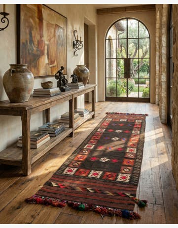 3' 2 x 11' 2 Hand Woven Kilim Afghan Wool Runner Rug