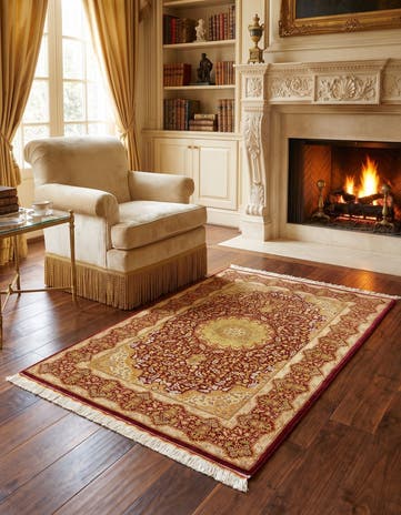 3' 4 x 4' 11 Ghom Silk Rug