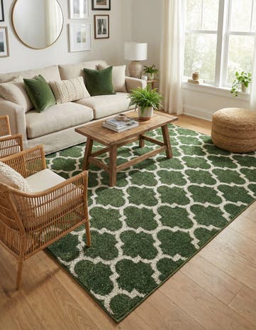 Dark Green Lattice Rug