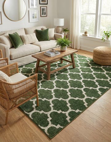 Dark Green Lattice Rug