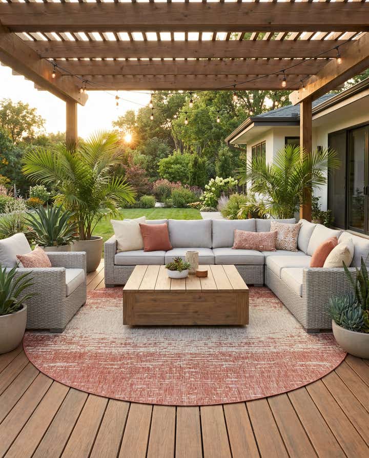 13' x 13' Easy-Clean Modern Indoor / Outdoor Round Rug