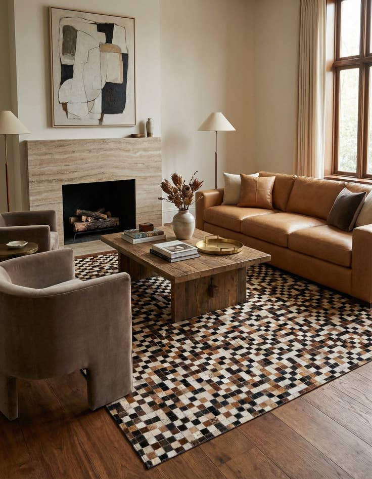 Detail image of 5' 6 x 7' 6 Cowhide Stocks Rug