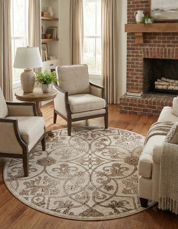 Dark Beige Nepal Round Rug