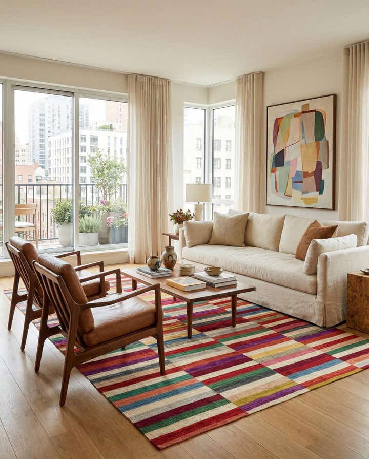 7' 3 x 9' 6 Hand Woven Kilim Modern Wool Rug