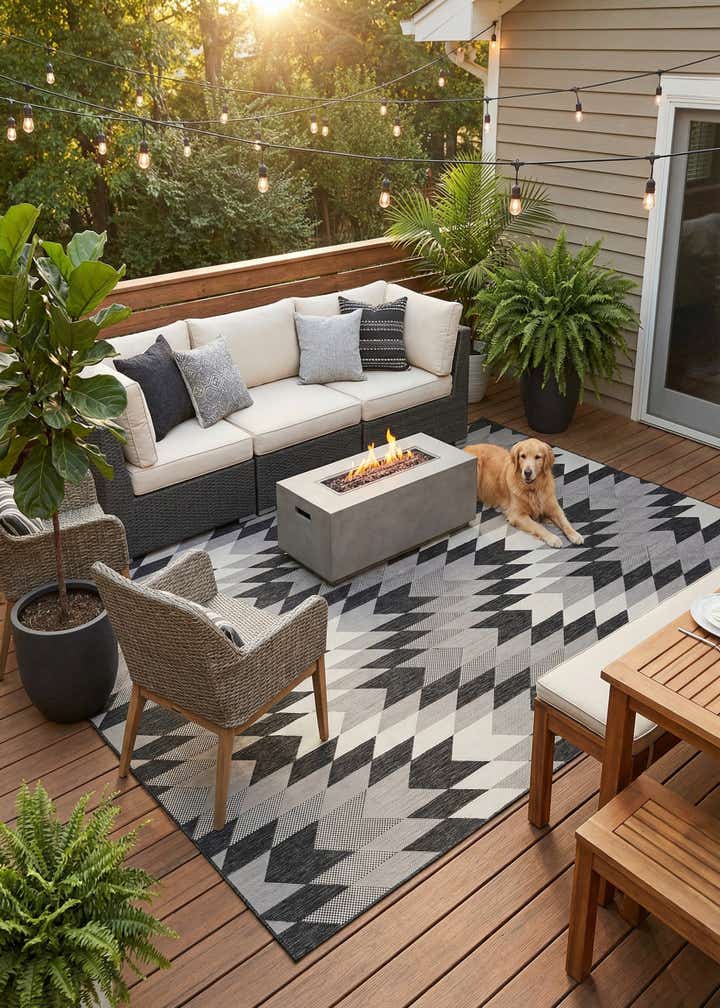 9' x 12' Easy-Clean Modern Indoor / Outdoor Rug
