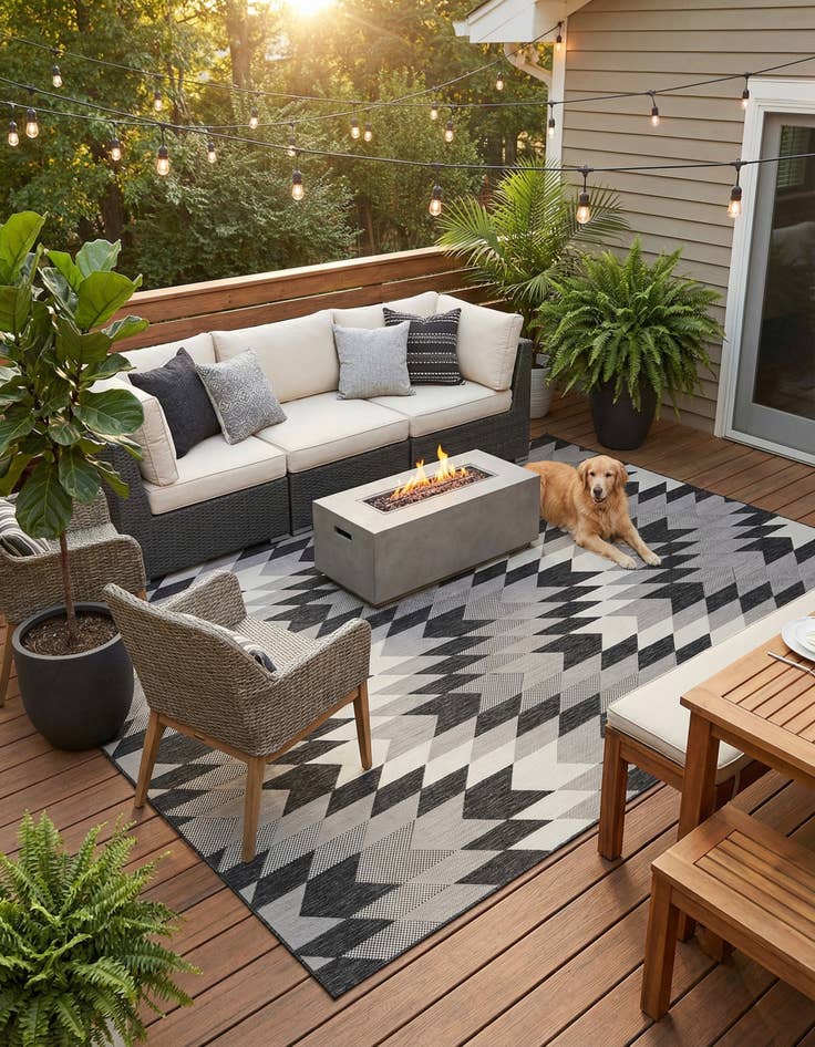 Detail image of 9' x 12'  Washable Modern Indoor / Outdoor Rug