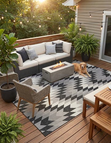 9' x 12' Easy-Clean Modern Indoor / Outdoor Rug