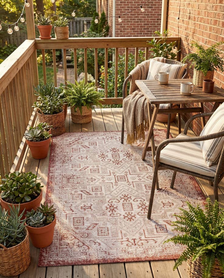 Detail image of 4' x 6' Easy-Clean Aztec Indoor / Outdoor Rug