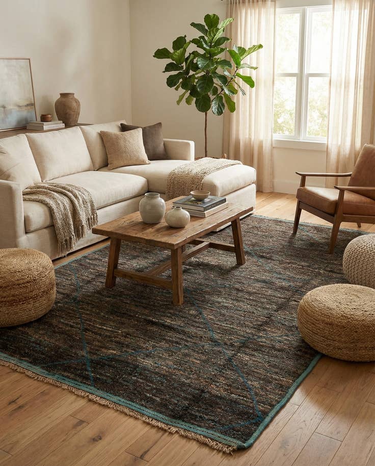 Detail image of 6' 2 x 9' 7 Hand Knotted Moroccan Wool Rug