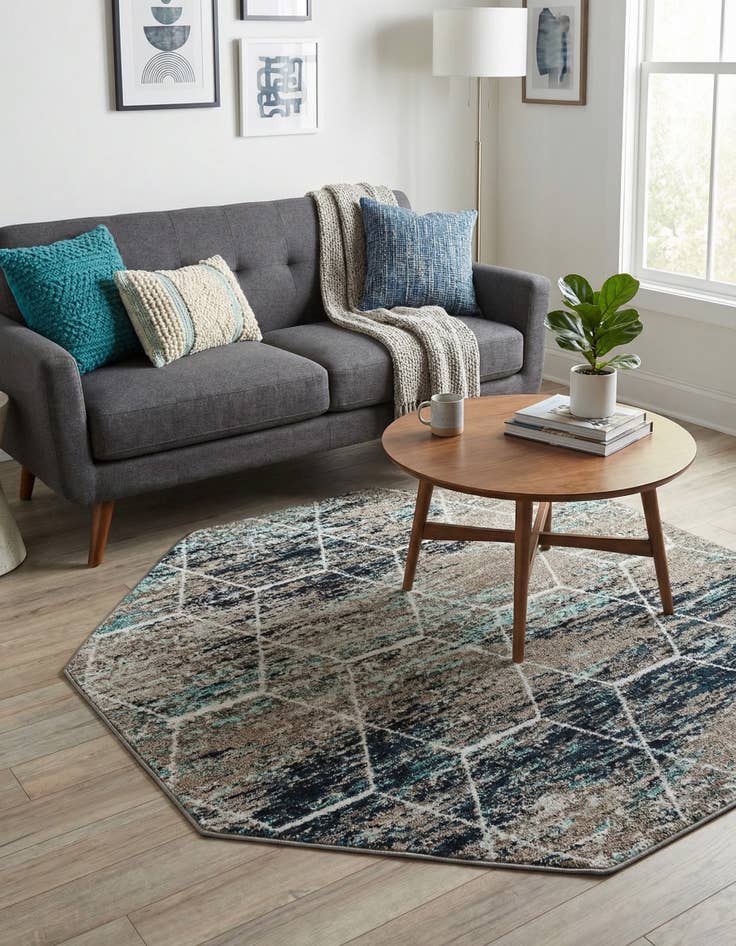 Detail image of 5' 3 x 5' 3 Trellis Frieze Octagon Rug