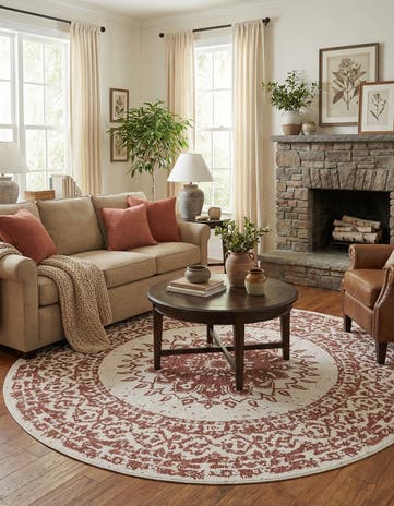 10' x 10' Easy-Clean Traditional Indoor / Outdoor Round Rug