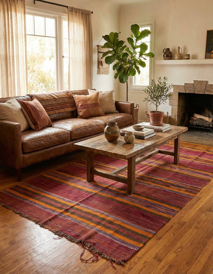 Detail image of 4' 3 x 7' 7  Hand Woven Kilim Fars Wool Rug