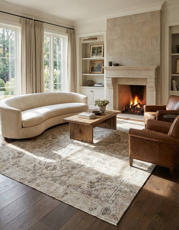 Detail image of 8' 10 x 12'  Hand Knotted Ultra Vintage Persian Wool Rug