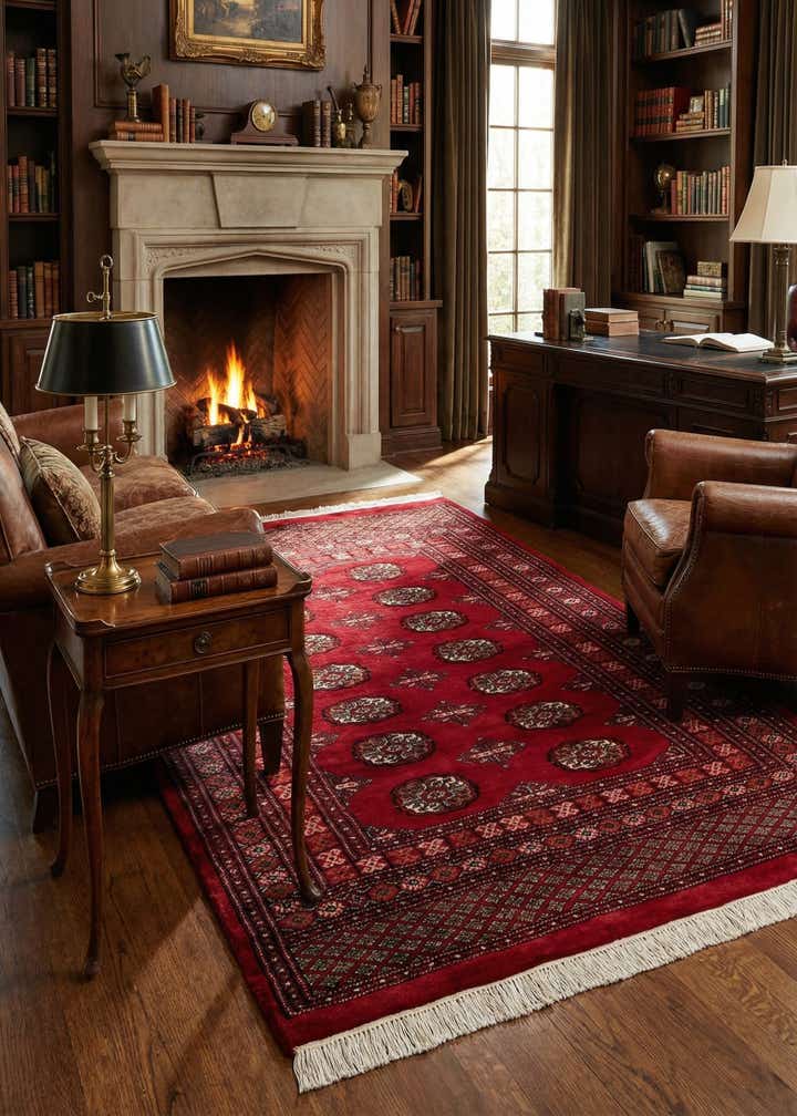 4' 3 x 6' 2 Hand Knotted Torkaman Persian Wool Rug